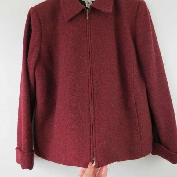 L.L.BEAN Women's Brick Red Wool Zip Front Jacket Size 12P - Picture 3 of 7